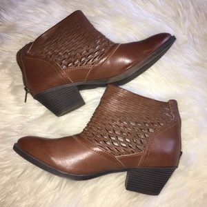 Brown Heeled Bootie with Cut Outs